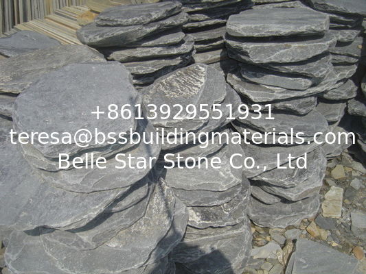 quality  Black Slate Stepping Stones Natural Slate Round Shape Garden Landscaping Stone Pavers factory
