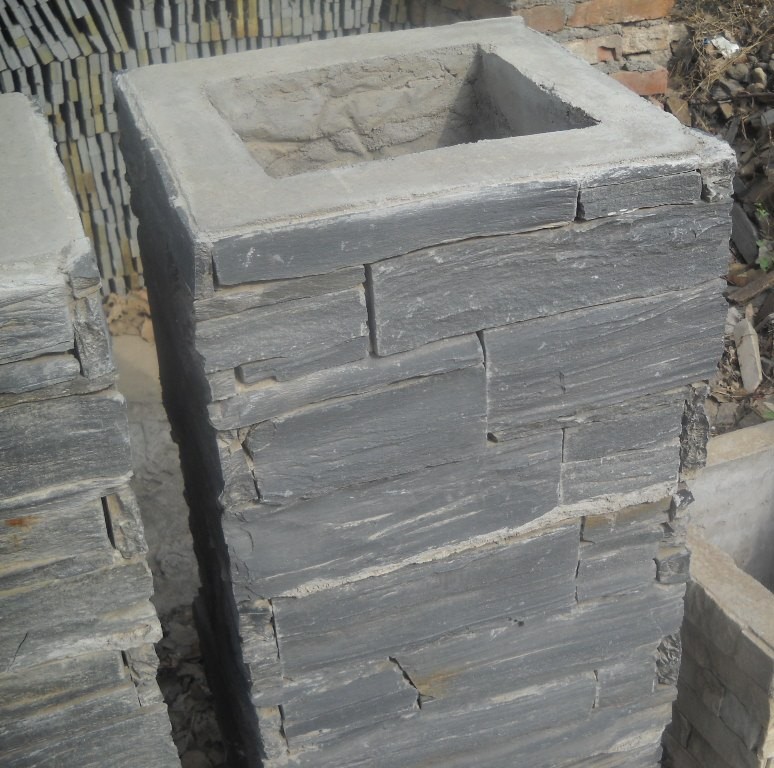 Slate Columns Black Slate Column,Natural Stone Pillar,Ledgestone Pillar,Charcoal ...