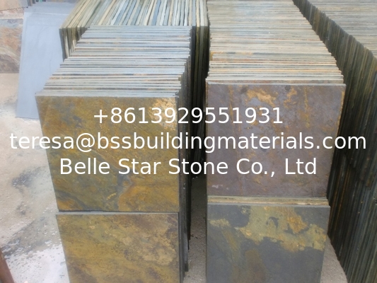 Natural Split Surface Chinese Rusty Slate Walkway Multicolor Slate Floor Tiles Slate Paving Stone