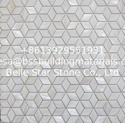 Handmade Beautiful Sea shell Wall Mosaic Freshwater Sea Shell Mosaic Rhombus Shape 18x31mm