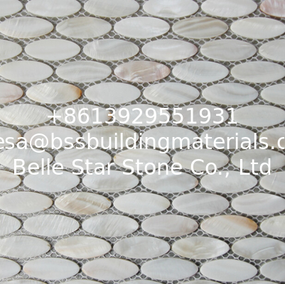 Handmade Beautiful Sea shell Wall Mosaic Freshwater Sea Shell Mosaic Oval Shape 15x28mm