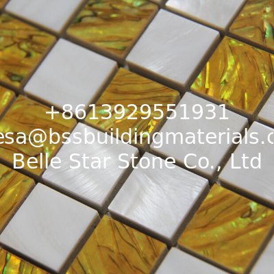 Sea shell Mosaic Freshwater Shell Mixed Colored Abalone Shell Mosaic Square Pieces 20x20mm