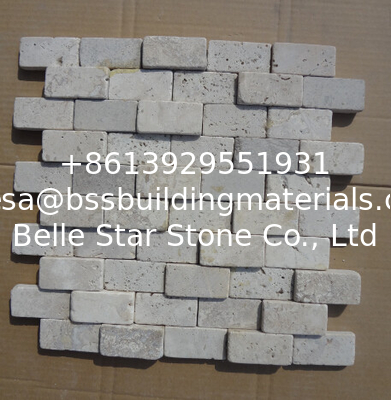 China White Travertine Wall Mosaic Natural White Travertine 3D Mosaic Pattern Stone Mosaic