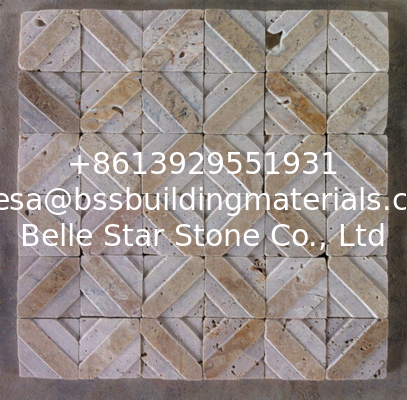 Natural Stone Mosaic China Travertine Mosaic Convex Flower Surface for Wall Decoration