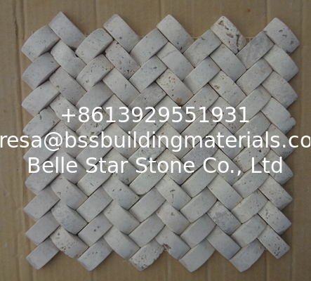 Natural Stone Mosaic China White Travertine Wall 3D Mosaic Travertine for Wall Decoration