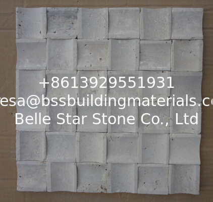 Natural Stone Mosaic China White Travertine Mosaic 3D Concave Surface for Wall Decoration