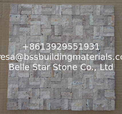 Natural Stone Mosaic Chinese Travertine Mosaic Natural Surface Finish for Wall Decoration
