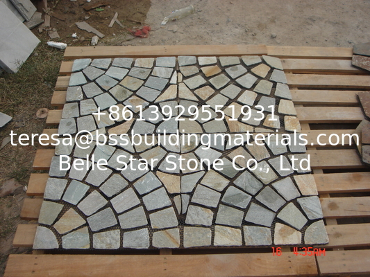 Natual Yellow Quartzite Flagstone Patio Flooring Pavers P014 Quartz Stone Flagstone Paving