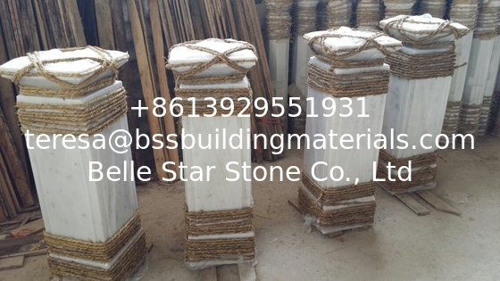 Stone Gate Post Guangxi White Marble Gate Pillars China Carrara White Marble Columns
