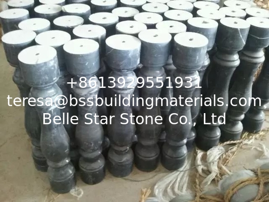 Stone Baluster Guangxi Nero Marquina Marble Balustrade China Black Marble Balcony Railings