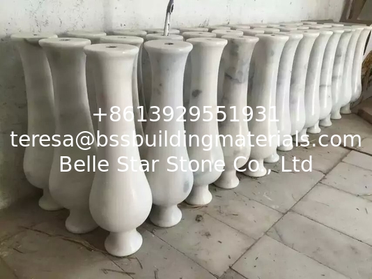 Balcony Baluster Guangxi White Marble Balustrade China Carrara Marble Stair Railings Rails