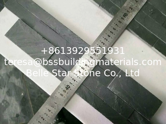 Black Slate Ledgestone Panel Slate Cultured Stacked Stone Veneer Stone Cladding 10x45cm