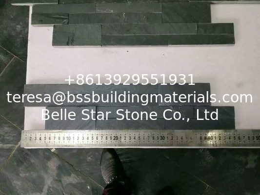 Black Slate Ledgestone Panel Slate Cultured Stacked Stone Veneer Stone Cladding 10x45cm