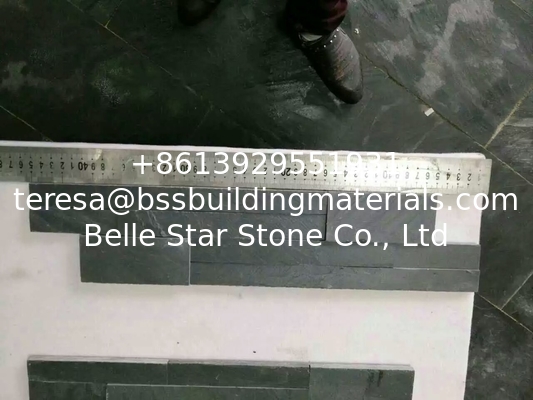 Black Slate Ledgestone Panel Slate Cultured Stacked Stone Veneer Stone Cladding 10x45cm