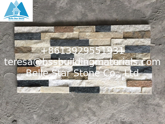 Mixed Colors Quartzite Cultured Stone Veneer Ledger Stone Panels Stone Wall Cladding