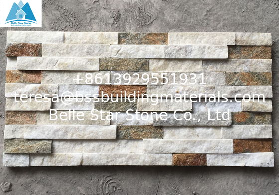 Mixed Colors Quartzite Ledgestone Panels Cultured Stone Veneer Stone Wall Cladding Panels