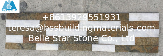 White+Rustic Quartzite Cultured Wall Cladding Ledgestone Panels Stacked Stone Veneer