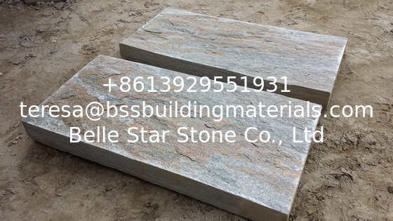 Green Rustic Quartzite Kerbstone Natural Stone Steps Quartzite Stone Driveway Quartzite Tiles &amp; Pavers