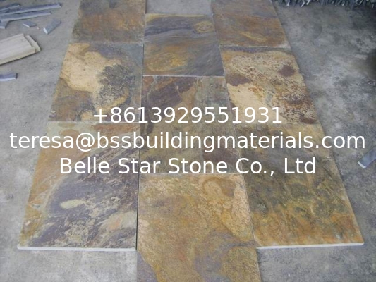 China Multicolor Slate Walkway Pavers Rusty Slate Wall Tiles Rust Slate Patio Stones