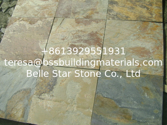 China Multicolor Slate Walkway Pavers Rusty Slate Wall Tiles Rust Slate Patio Stones