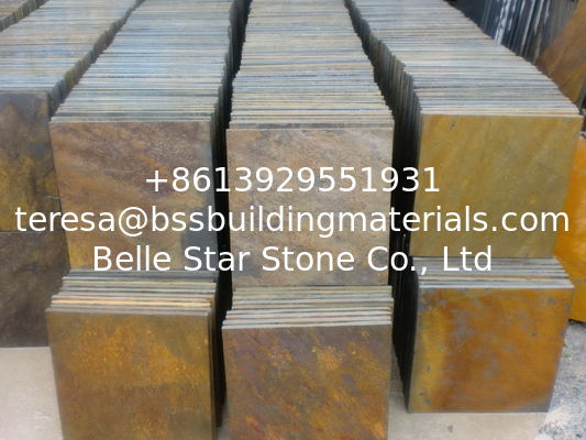 Natural Split Surface Chinese Rusty Slate Walkway Multicolor Slate Floor Tiles Slate Paving Stone