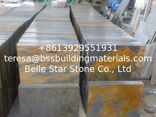 Natural Split Surface Chinese Rusty Slate Walkway Multicolor Slate Floor Tiles Slate Paving Stone