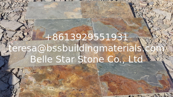 China Multicolor Slate Floor Tiles Rusty Slate Paving Stone for Walkway Driveway