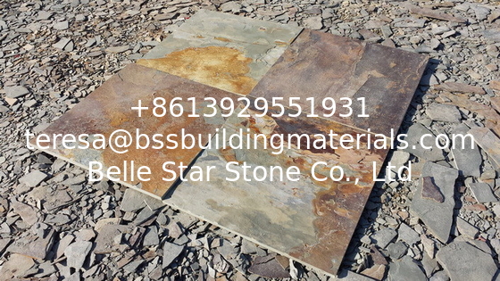 China Multicolor Slate Floor Tiles Rusty Slate Paving Stone for Walkway Driveway