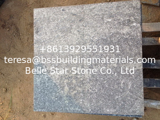Black Quartzite Tiles Flamed Surface Shining Natural Stone Pavers Quartzite Patio Stones