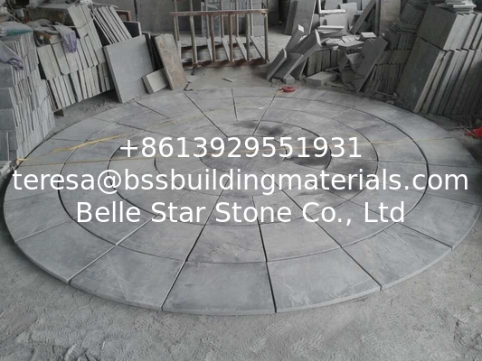 Black Slate Medallion Designed Square Pattern Plaza Floor Slate Paving Stone