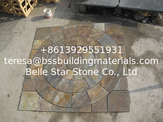 Multicolor Slate Medallion Designed Pattern Paving Stone for Designed Floor