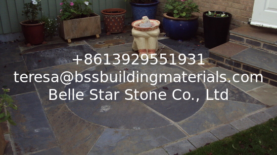 Rusty Slate Medallion Multicolor Slate Floor Circle Stone Paving Stone for Yard