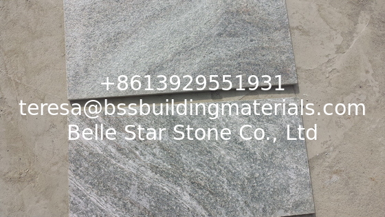 Green Quartzite Patio Stone Flamed Surface Shining Natural Stone Floor Tiles Wall Tiles