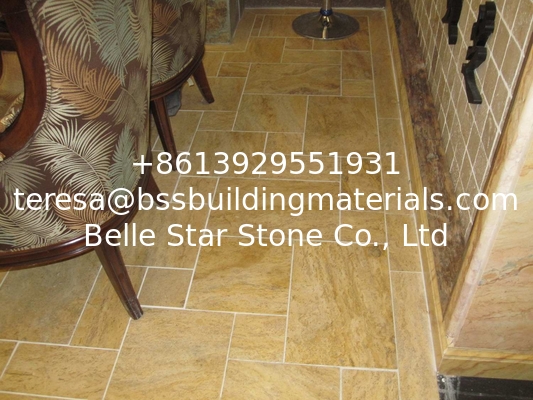 Golden Yellow Travertine Tiles Natural Paving Stone Wall Tile Polished Honed Brushed Travertine