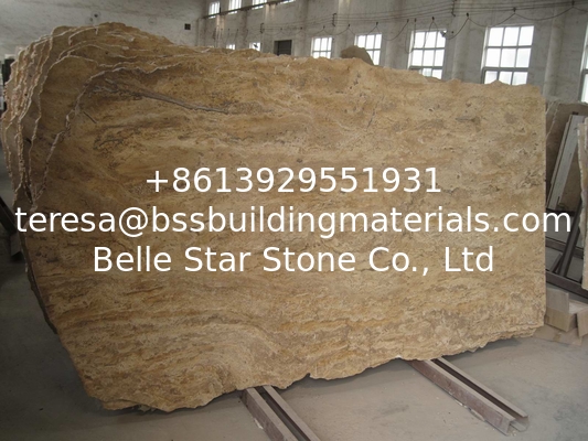 Golden Yellow Travertine Tiles Natural Paving Stone Wall Tile Polished Honed Brushed Travertine