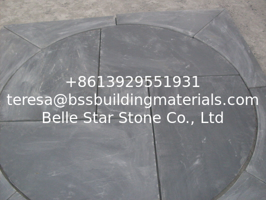 Black Slate Medallion Square Pattern Plaza Floor Stone Decoration Slate Paving Stone