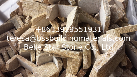 Golden Yellow Quartzite Field Stone Random Quartzite Stone Veneer Natural Quartzite Cladding