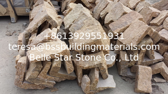 Golden Yellow Quartzite Field Stone Random Quartzite Stone Veneer Natural Quartzite Cladding