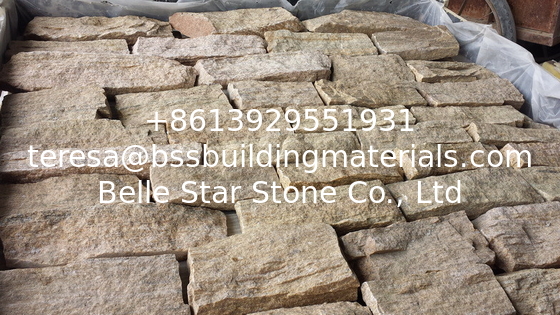 Golden Yellow Quartzite Field Stone Random Quartzite Stone Veneer Natural Quartzite Cladding