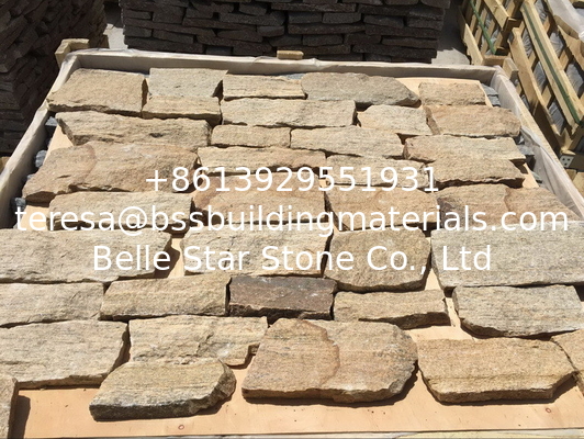 Golden Yellow Quartzite Field Stone Random Quartzite Stone Veneer Natural Quartzite Cladding