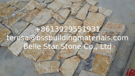 Yellow Slate Fieldstone Natural Slate Random Flagstone Castle Rock Veneer Outdoor wall
