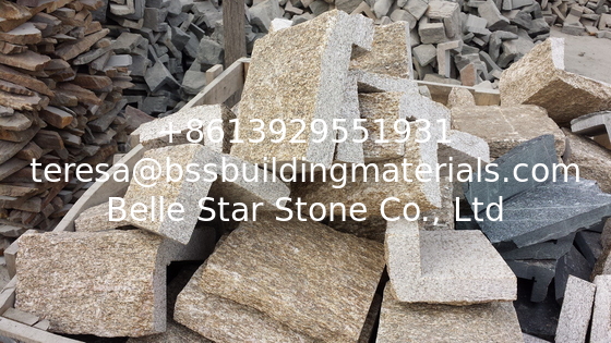 Yellow Granite Retaining Wall Natural Stone Cladding Granite Backsplash Wall Corner Stone