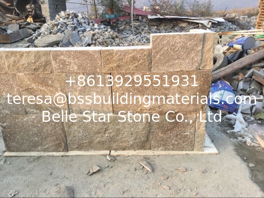 Yellow Granite Retaining Wall Natural Stone Cladding Granite Backsplash Wall Corner Stone