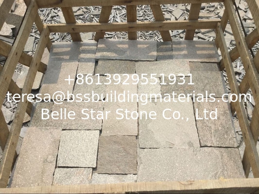 Pink Quartzite Stone Cladding Natural Quartzite Wall Tiles with L Corner Stone Retaining Wall