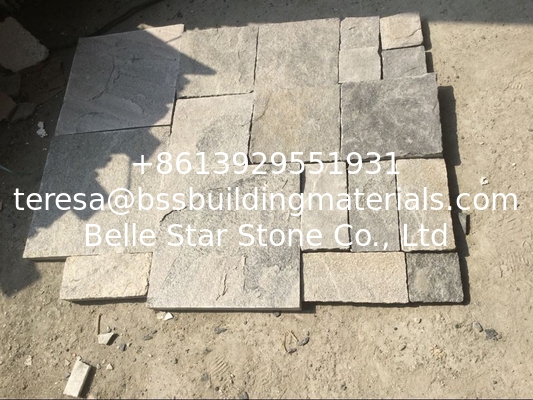 Pink Quartzite Stone Cladding Natural Quartzite Wall Tiles with L Corner Stone Retaining Wall
