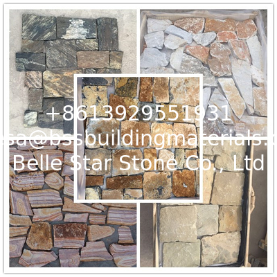 Yellow Slate Stone Cladding Split Face Slate Wall Tiles Random Stone for Wall