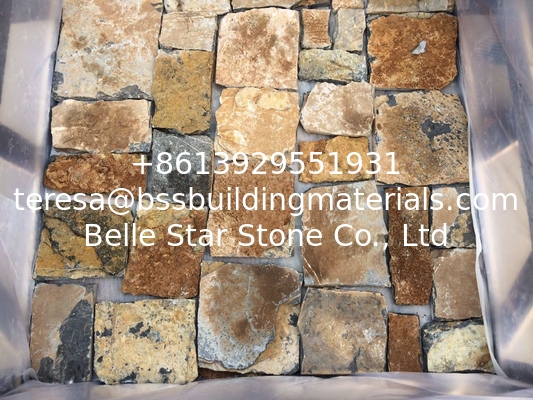 Yellow Slate Stone Cladding Split Face Slate Wall Tiles Random Stone for Wall