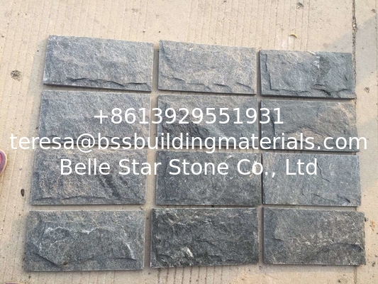 Black Quartzite Mushroom Stones Exterior Stone Cladding Stone Wall Tiles Landscaping Stone