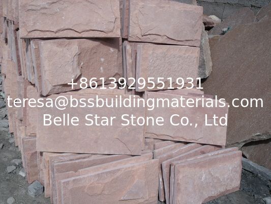 Pink Sandstone Mushroom Stone Pillar/Column Wall Stone Exterior Stone Wall Tile Stone Cladding