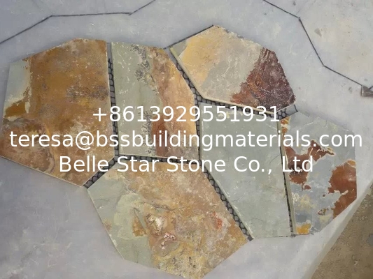 Natual Rust Slate Flagstone Patio Flooring Pavers Multicolor Slate Flagstone Wall Cladding